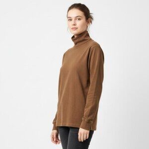 UNIQLO Long-Sleeve Turtleneck Women's Brown Shirt Size L